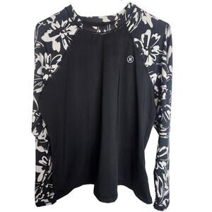 Hurley Womens Floral Sleeve Rash Guard Swim Shirt Sz XL Beach Surf Kayak Resort